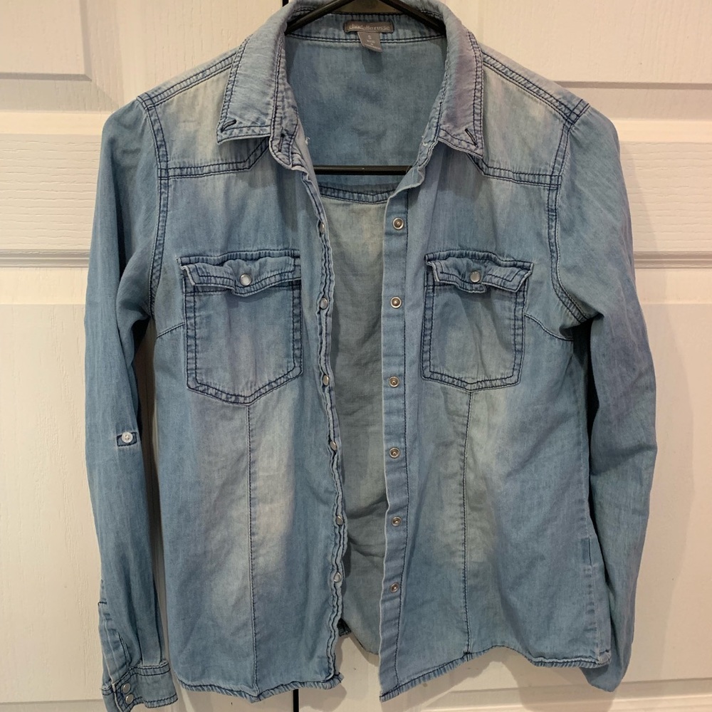 Jean denim jacket button up shirt / blouse